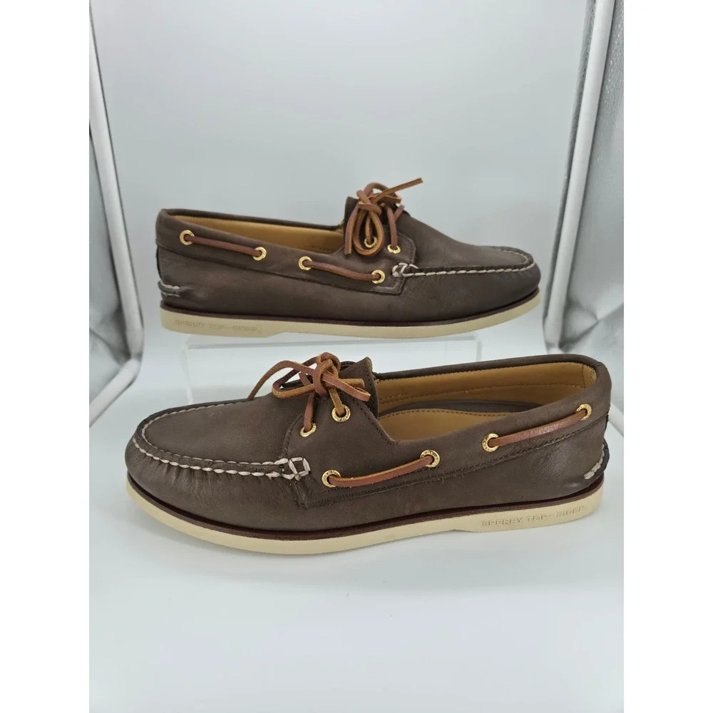 Sperry Gold Cup Authentic Original Brown Leather Boat Shoes Mens Size 9.5 Preppy